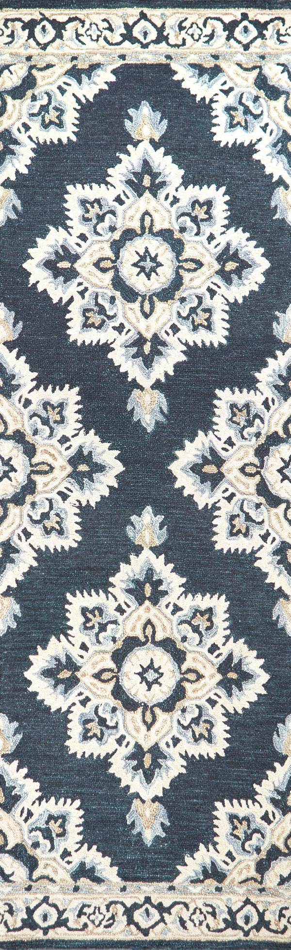 Rizzy Resonant RS070B Hand Tufted Transitional Wool Rug Dk.Blue/Natural 2'6" x 8'