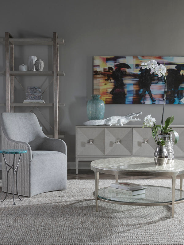 Lexington Artistica Home Riley Woven Arm Chair - Elegant Cane Design With Upholstered Seat And Easy-moving Casters For Style Antiqued White Wood 2146-881-01