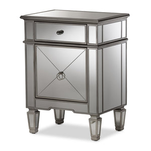 Baxton Studio Baxton Studio Claudia Mirrored End Table - Hollywood Regency Glam Accent with Glamorous Storage RS2403