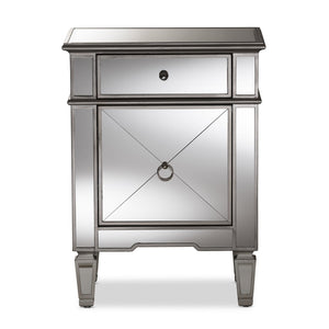 Baxton Studio Baxton Studio Claudia Mirrored End Table - Hollywood Regency Glam Accent with Glamorous Storage RS2403