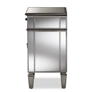 Baxton Studio Baxton Studio Claudia Mirrored End Table - Hollywood Regency Glam Accent with Glamorous Storage RS2403
