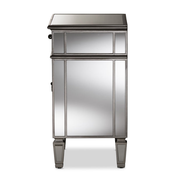 Baxton Studio Baxton Studio Claudia Mirrored End Table - Hollywood Regency Glam Accent with Glamorous Storage RS2403