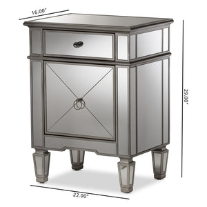Baxton Studio Baxton Studio Claudia Mirrored End Table - Hollywood Regency Glam Accent with Glamorous Storage RS2403
