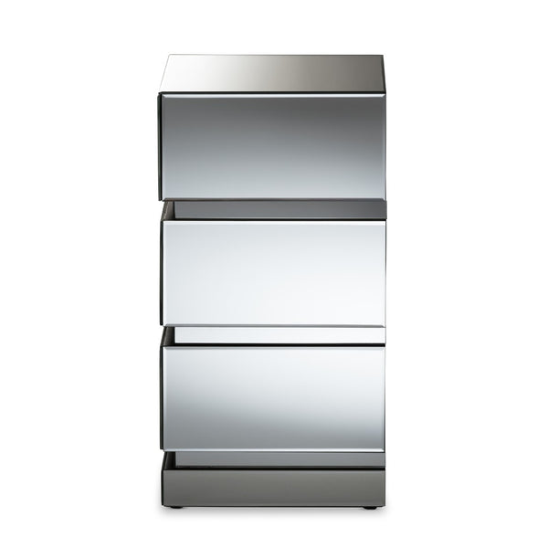 Baxton Studio Baxton Studio Sabrina Mirrored 3-Drawer End Table – Glamorous Hollywood Regency Design for Chic Spaces RS2572