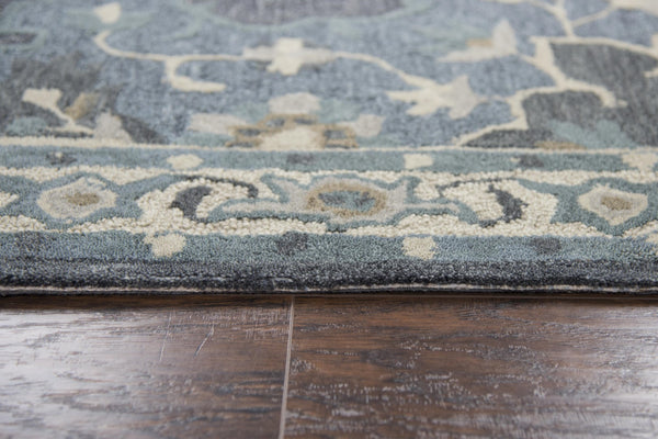 Rizzy Resonant RS932A Hand Tufted Transitional Wool Rug Dk.Gray/Gray Blue 9' x 12'