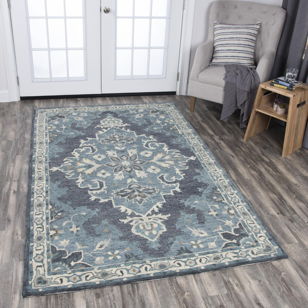 Rizzy Resonant RS932A Hand Tufted Transitional Wool Rug Dk.Gray/Gray Blue 9' x 12'