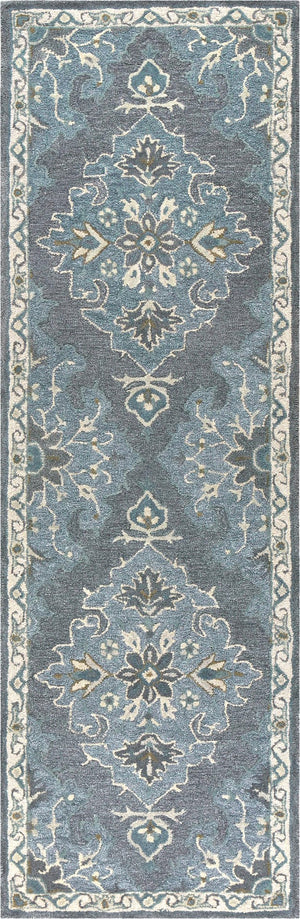 Rizzy Resonant RS932A Hand Tufted Transitional Wool Rug Dk.Gray/Gray Blue 2'6" x 8'