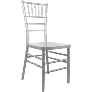 English Elm Advantage Chiavari Chair - Elegant Resin Seating for Upscale Events, Durable & Stackable Design Silver RSCHI-S