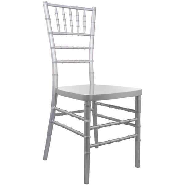 English Elm Advantage Chiavari Chair - Elegant Resin Seating for Upscale Events, Durable & Stackable Design Silver RSCHI-S