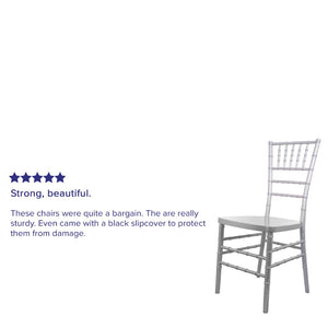 English Elm Advantage Chiavari Chair - Elegant Resin Seating for Upscale Events, Durable & Stackable Design Silver RSCHI-S