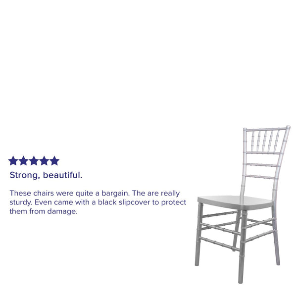 English Elm Advantage Chiavari Chair - Elegant Resin Seating for Upscale Events, Durable & Stackable Design Silver RSCHI-S