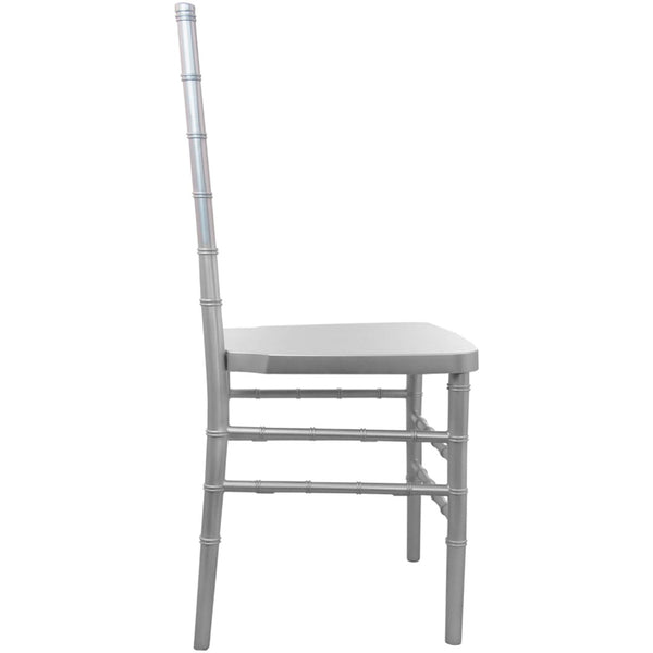 English Elm Advantage Chiavari Chair - Elegant Resin Seating for Upscale Events, Durable & Stackable Design Silver RSCHI-S