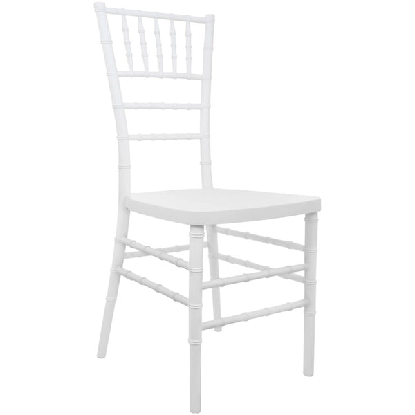 English Elm Advantage Chiavari Chair - Elegant Resin Seating for Upscale Events, Durable & Stackable Design White RSCHI-W