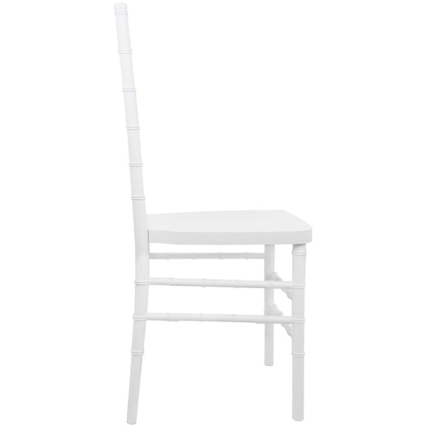 English Elm Advantage Chiavari Chair - Elegant Resin Seating for Upscale Events, Durable & Stackable Design White RSCHI-W