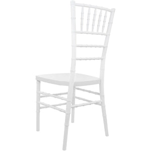 English Elm Advantage Chiavari Chair - Elegant Resin Seating for Upscale Events, Durable & Stackable Design White RSCHI-W