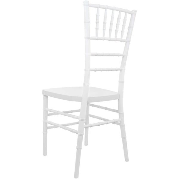 English Elm Advantage Chiavari Chair - Elegant Resin Seating for Upscale Events, Durable & Stackable Design White RSCHI-W