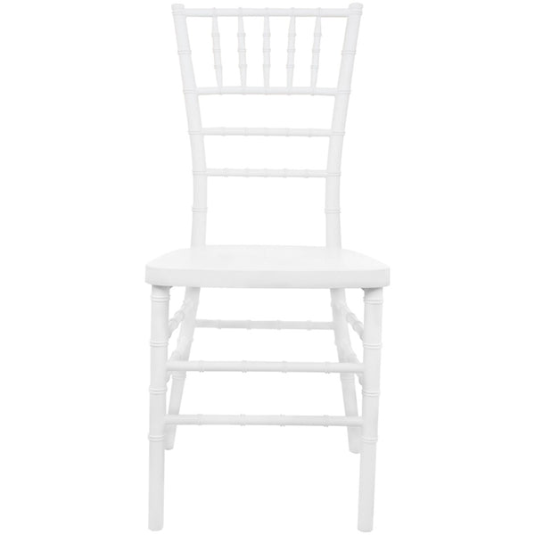 English Elm Advantage Chiavari Chair - Elegant Resin Seating for Upscale Events, Durable & Stackable Design White RSCHI-W