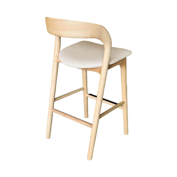 Lh Imports Rotondo Counter Stool - Stylish Solid Ash Frame With Cozy Upholstered Seat For Elegant Dining Spaces Beige Ash Wood, Polyester,Foam,Metal Rtd026-nat