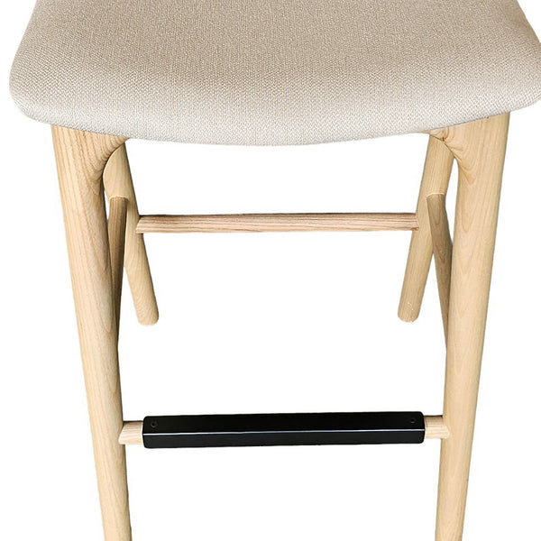 Lh Imports Rotondo Counter Stool - Stylish Solid Ash Frame With Cozy Upholstered Seat For Elegant Dining Spaces Beige Ash Wood, Polyester,Foam,Metal Rtd026-nat