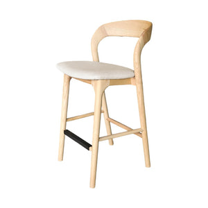 Lh Imports Rotondo Counter Stool - Stylish Solid Ash Frame With Cozy Upholstered Seat For Elegant Dining Spaces Beige Ash Wood, Polyester,Foam,Metal Rtd026-nat