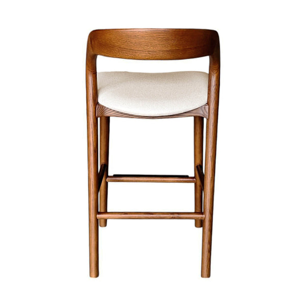 Lh Imports Rotondo Counter Stool - Stylish Solid Ash Frame With Cozy Upholstered Seat For Elegant Dining Spaces Brown Ash Wood, Polyester,Foam,Metal Rtd026-wal