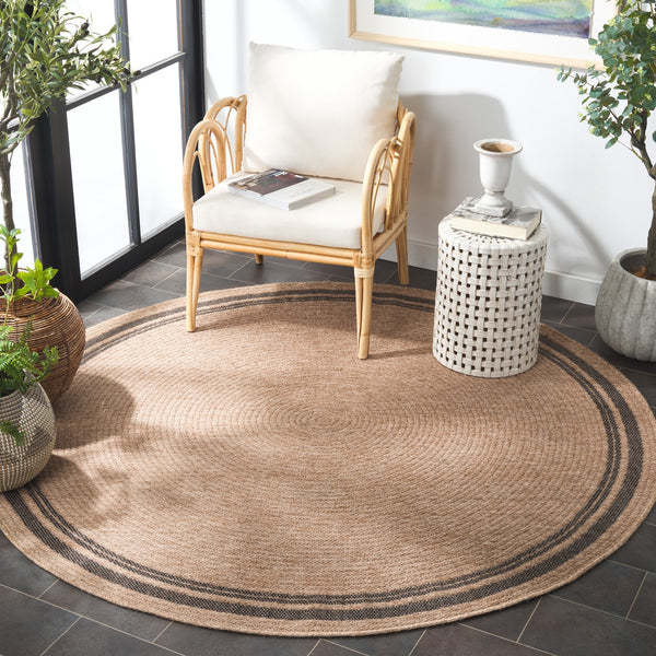 Safavieh Retreat Elegance Area Rug - Versatile Indoor/Outdoor Design For Ultimate Style And Comfort In Any Space Natural ,Black 87% Polypropylene,13% Polyester Rte260b-4