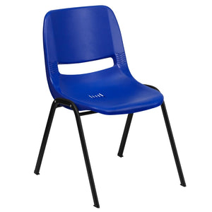 English Elm HERCULES Ergonomic Shell Stack Chair: 440 lb Capacity for Kids, Ideal for Classroom Comfort & Durability Navy Plastic/Black Frame RUT-12-NVY-BLACK-GG
