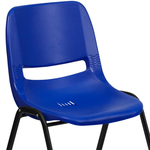 English Elm HERCULES Ergonomic Shell Stack Chair: 440 lb Capacity for Kids, Ideal for Classroom Comfort & Durability Navy Plastic/Black Frame RUT-12-NVY-BLACK-GG