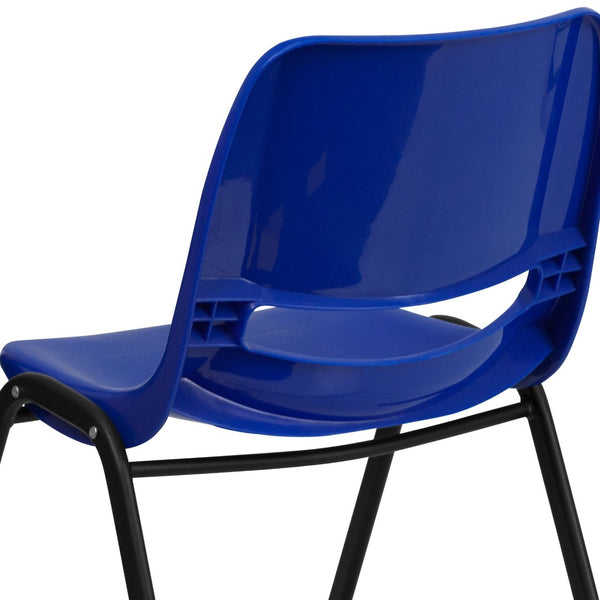 English Elm HERCULES Ergonomic Shell Stack Chair: 440 lb Capacity for Kids, Ideal for Classroom Comfort & Durability Navy Plastic/Black Frame RUT-12-NVY-BLACK-GG