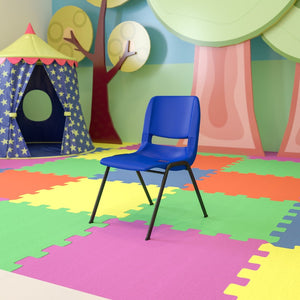 English Elm HERCULES Ergonomic Shell Stack Chair for Classrooms - 440 lb Capacity, Chrome Frame, Compact Design Navy Plastic/Black Frame RUT-14-NVY-BLACK-GG