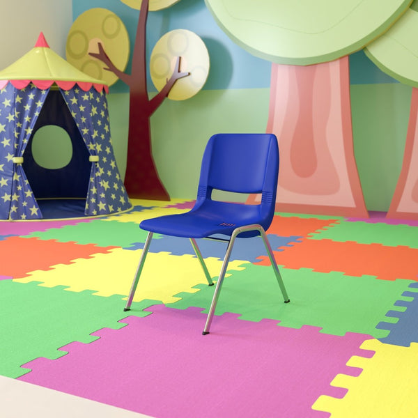 English Elm HERCULES Ergonomic Shell Stack Chair for Classrooms - 440 lb Capacity, Chrome Frame, Compact Design Navy Plastic/Chrome Frame RUT-14-NVY-CHR-GG