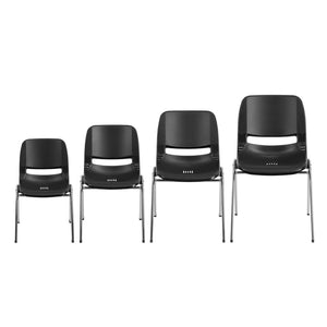 English Elm HERCULES Ergonomic Shell Stack Chair with Chrome Frame – 661 lb Capacity for Comfortable Classrooms Black Plastic/Chrome Frame RUT-16-BK-CHR-GG