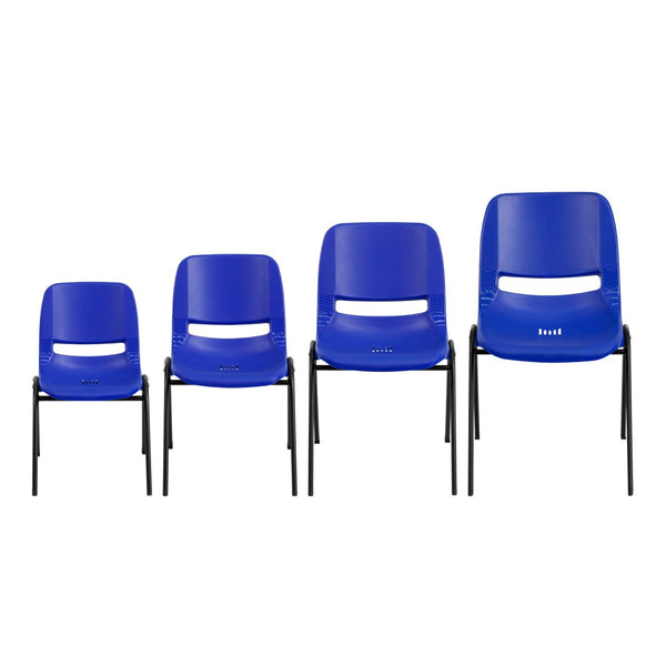 English Elm HERCULES Ergonomic Shell Stack Chair with Chrome Frame – 661 lb Capacity for Comfortable Classrooms Navy Plastic/Black Frame RUT-16-NVY-BLACK-GG