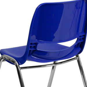 English Elm HERCULES Ergonomic Shell Stack Chair with Chrome Frame – 661 lb Capacity for Comfortable Classrooms Navy Plastic/Chrome Frame RUT-16-NVY-CHR-GG