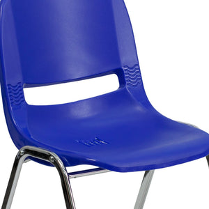 English Elm HERCULES Ergonomic Shell Stack Chair with Chrome Frame – 661 lb Capacity for Comfortable Classrooms Navy Plastic/Chrome Frame RUT-16-NVY-CHR-GG