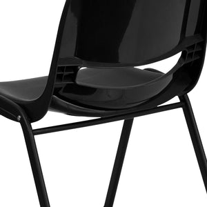 English Elm HERCULES Ergonomic Shell Stack Chair with Chrome Frame – 661 lb Capacity for Comfortable Classrooms Black Plastic/Black Frame RUT-16-PDR-BLACK-GG