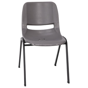 English Elm HERCULES Heavy-Duty Ergonomic Stack Chair for Classrooms - 661 lb Capacity, Ventilated Back Design Gray Plastic/Black Frame RUT-16-PDR-GY-GG