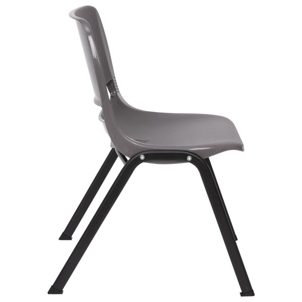 English Elm HERCULES Heavy-Duty Ergonomic Stack Chair for Classrooms - 661 lb Capacity, Ventilated Back Design Gray Plastic/Black Frame RUT-16-PDR-GY-GG