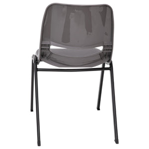 English Elm HERCULES Heavy-Duty Ergonomic Stack Chair for Classrooms - 661 lb Capacity, Ventilated Back Design Gray Plastic/Black Frame RUT-16-PDR-GY-GG