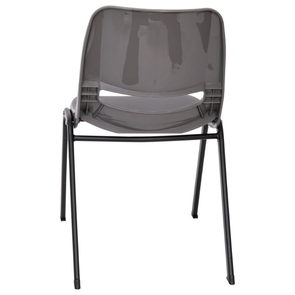 English Elm HERCULES Heavy-Duty Ergonomic Stack Chair for Classrooms - 661 lb Capacity, Ventilated Back Design Gray Plastic/Black Frame RUT-16-PDR-GY-GG