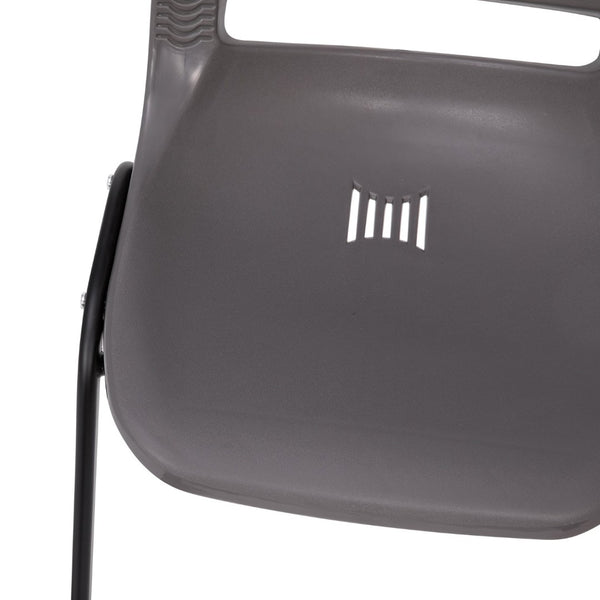 English Elm HERCULES Heavy-Duty Ergonomic Stack Chair for Classrooms - 661 lb Capacity, Ventilated Back Design Gray Plastic/Black Frame RUT-16-PDR-GY-GG