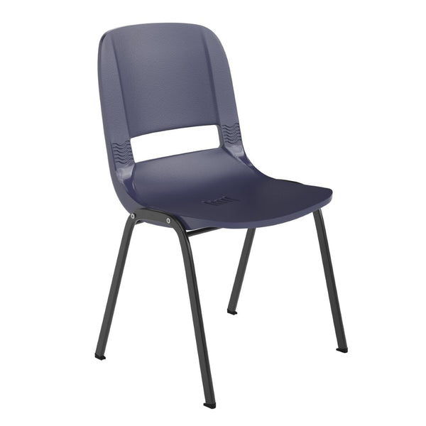 English Elm HERCULES Heavy-Duty Ergonomic Stack Chair for Classrooms - 661 lb Capacity, Ventilated Back Design True Navy Plastic/Black Frame RUT-16-PDR-NAVY-GG
