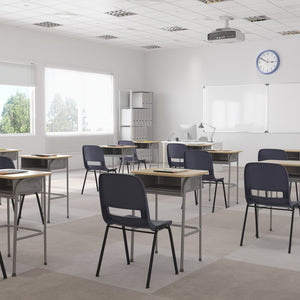 English Elm HERCULES Heavy-Duty Ergonomic Stack Chair for Classrooms - 661 lb Capacity, Ventilated Back Design True Navy Plastic/Black Frame RUT-16-PDR-NAVY-GG