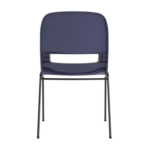 English Elm HERCULES Heavy-Duty Ergonomic Stack Chair for Classrooms - 661 lb Capacity, Ventilated Back Design True Navy Plastic/Black Frame RUT-16-PDR-NAVY-GG