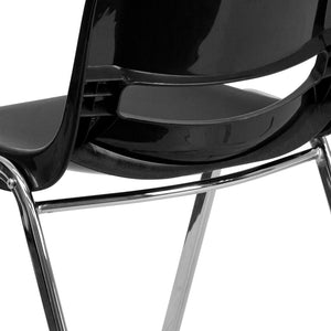 English Elm HERCULES Heavy-Duty Ergonomic Stack Chair with 880 lb Capacity for Classroom and Multipurpose Use Black Plastic/Chrome Frame RUT-18-BK-CHR-GG