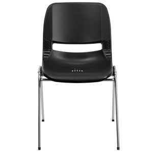 English Elm HERCULES Heavy-Duty Ergonomic Stack Chair with 880 lb Capacity for Classroom and Multipurpose Use Black Plastic/Chrome Frame RUT-18-BK-CHR-GG