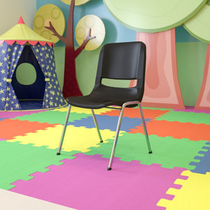 English Elm HERCULES Heavy-Duty Ergonomic Stack Chair with 880 lb Capacity for Classroom and Multipurpose Use Black Plastic/Chrome Frame RUT-18-BK-CHR-GG