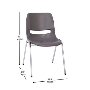 English Elm HERCULES Ergonomic Stack Chair with Chrome Frame - 880 lb Capacity, Vented Back & Comfortable Design RUT-18-GY-CHR-GG