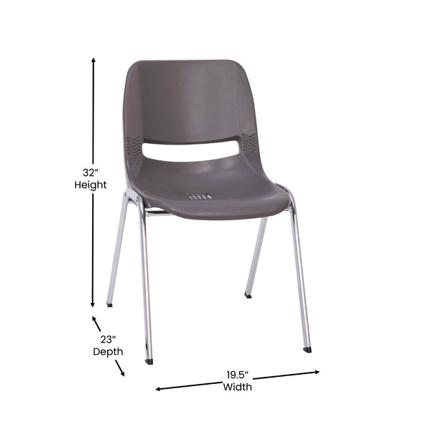 English Elm HERCULES Ergonomic Stack Chair with Chrome Frame - 880 lb Capacity, Vented Back & Comfortable Design RUT-18-GY-CHR-GG