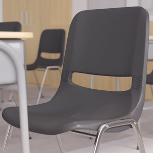 English Elm HERCULES Ergonomic Stack Chair with Chrome Frame - 880 lb Capacity, Vented Back & Comfortable Design RUT-18-GY-CHR-GG